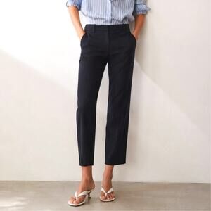 Nili Lotan 4 Virgin Wool Colmar Pants $495 Cropped Straight Leg Navy Blue NWT